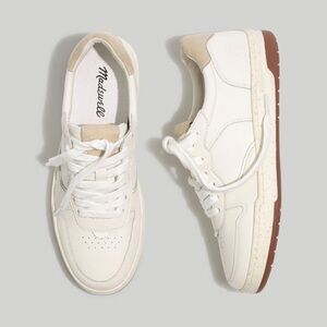 Madewell MWL Court Sneakers in White and Taupe Leather Women's Size 9 Shoes